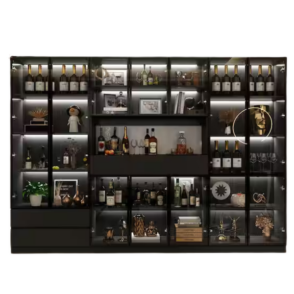 30-Shelf Wood Standard Combo Bookshelf (110.2" W x 78.7" H)