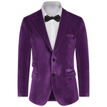 Grace Karin Men's Velvet Two Button Slim Fit Blazer