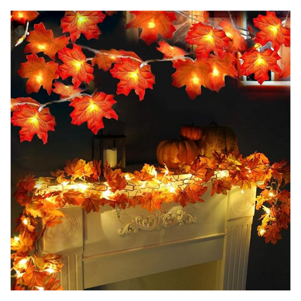 2-Pack 20ft 40 LED Enlarged Maples Fall Decorations