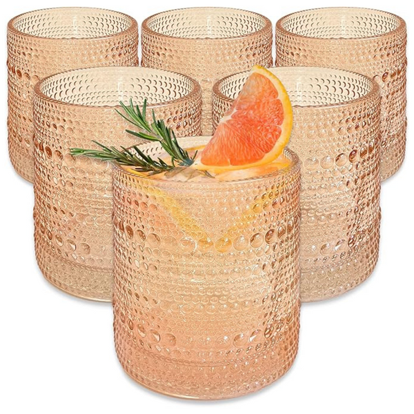 Set Of 6 10-Oz Hobnail Beaded Drinking Glasses
