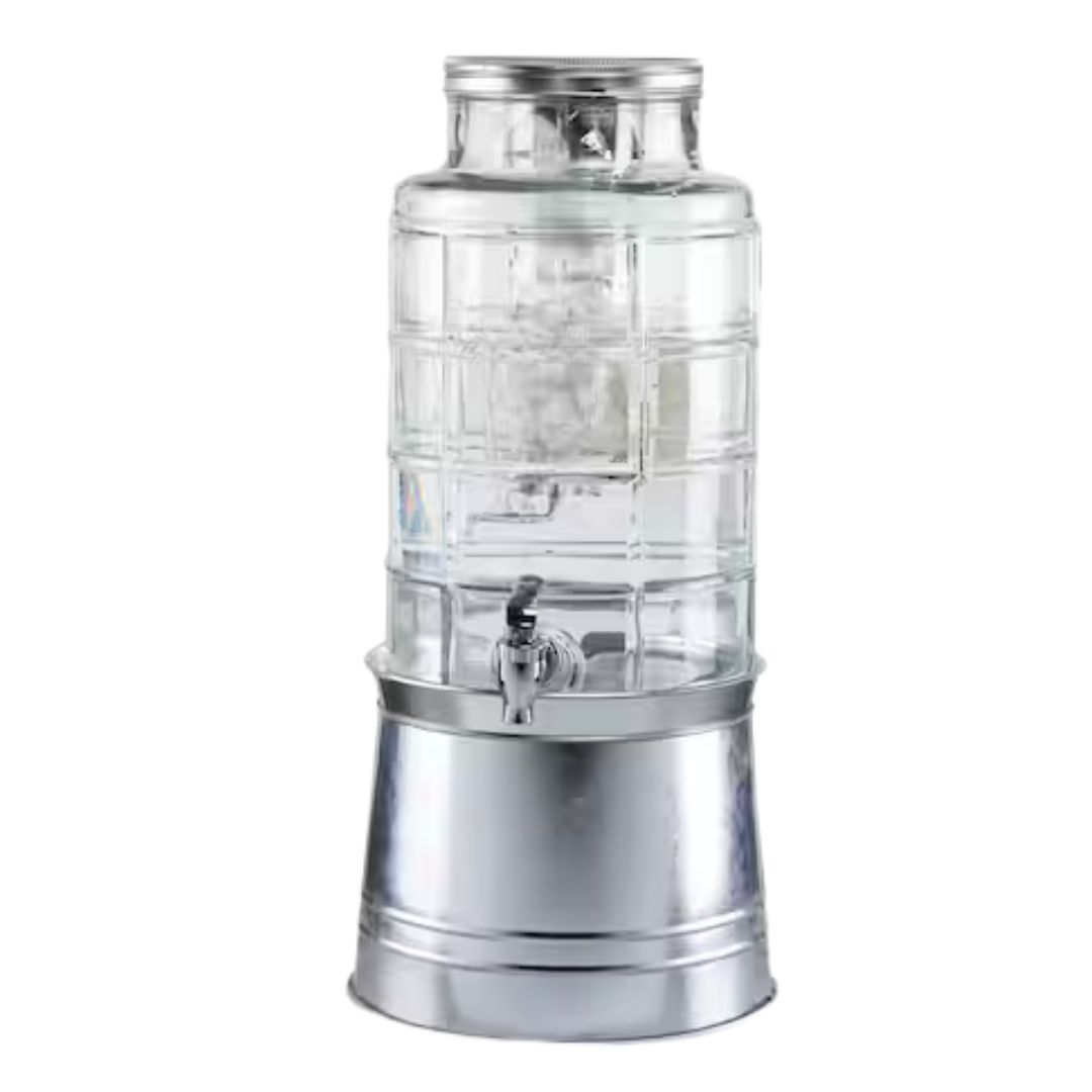 2.4 Gal Glass Beverage Dispenser With Infuser And Ice Insert