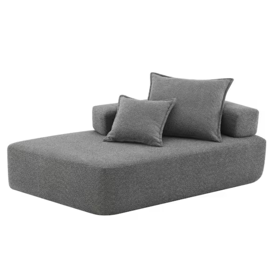 Qualler 68" Square Arm Boucle Fabric Sofa Couch