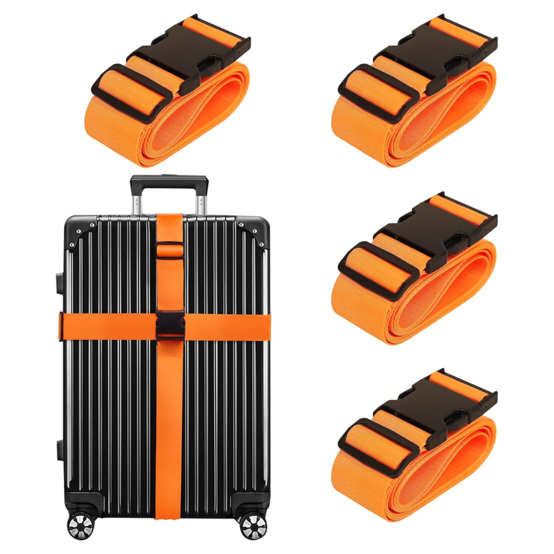 4-Pack TSA Approved Luggage Straps By Chelmon (Orange)