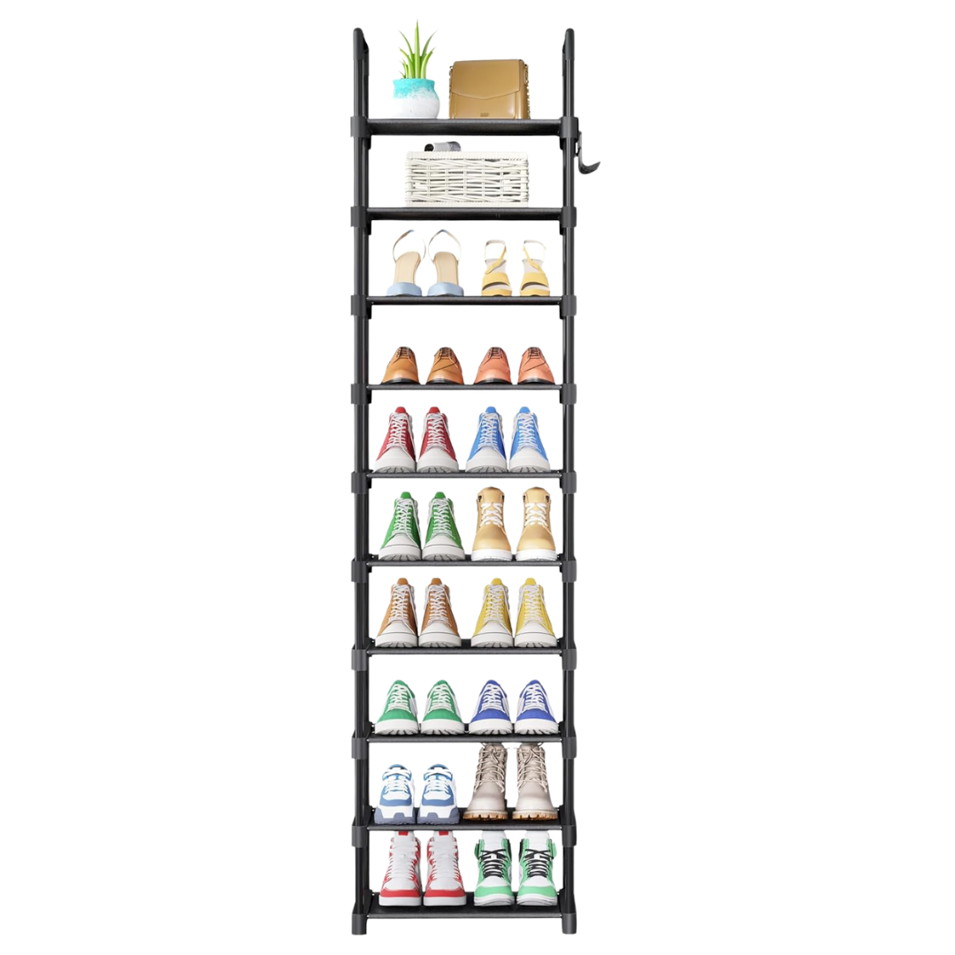 10-Tier Shoe Organizer With Detachable Fabric Shelves