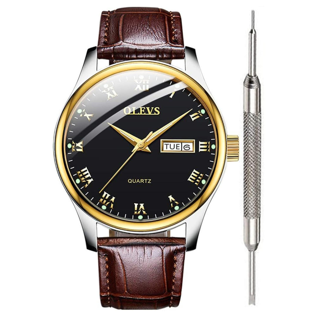 OLEVS Men's Brown Leather Watch (Various)