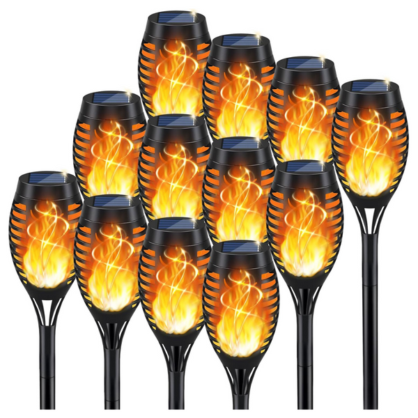 12-Pack Kyekio Waterproof Solar Torch Light W/ Flickering Flame