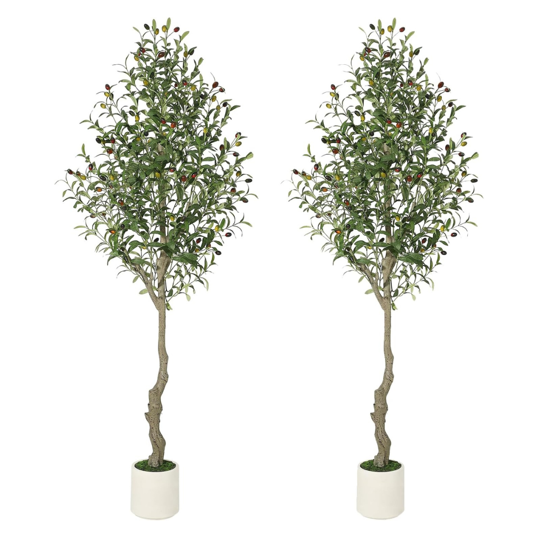 2-Pack GarveeHome Artificial 6ft Tall Faux Olive Tree Plant