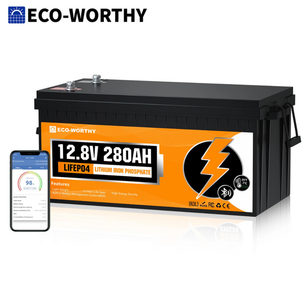 ECO-WORTHY 3584Wh 12V/280Ah Smart LiFePO4 Battery W/ Bluetooth Monitoring
