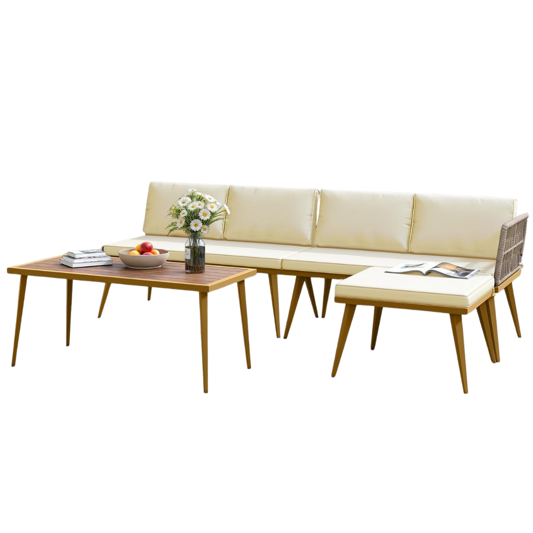 4-Piece Yitahome Patio Furniture Set With Cushions & Side Table