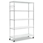 Alera 5-Shelf Wire Shelving Kit W/ Casters & Shelf Liners (48w x 18d x 72h)
