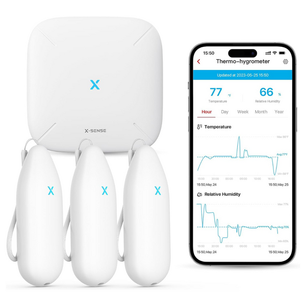 3-Pack X-Sense Wi-Fi Smart Hygrometer / Thermometer With Base Station