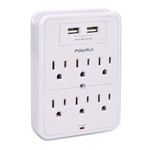 Powrui 2 USB Charging Ports Surge Protector With 6-Outlet