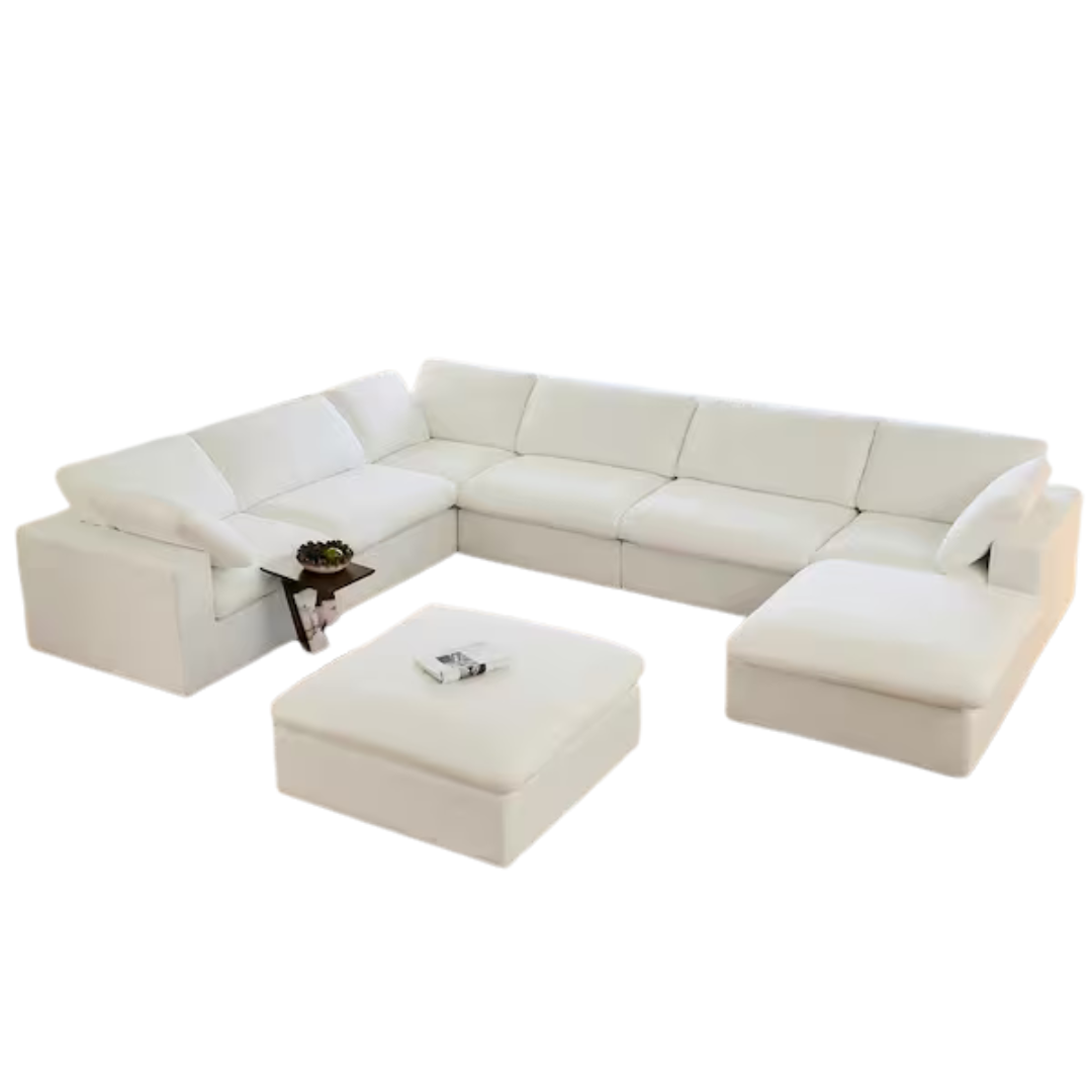 8-Seater Lesly 160" Square Arm Fabric U-Shaped Sectional Sofa