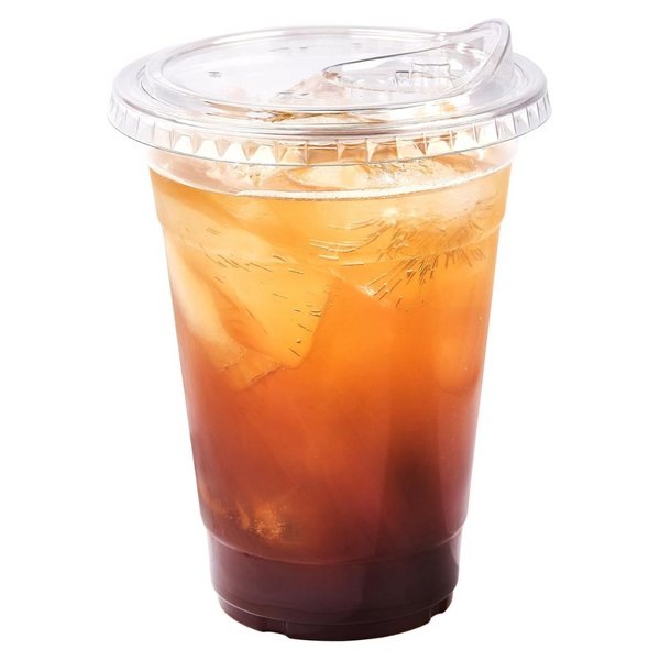 RACETOP 100 Pack-16oz Plastic Cups With Strawless Sip Lids