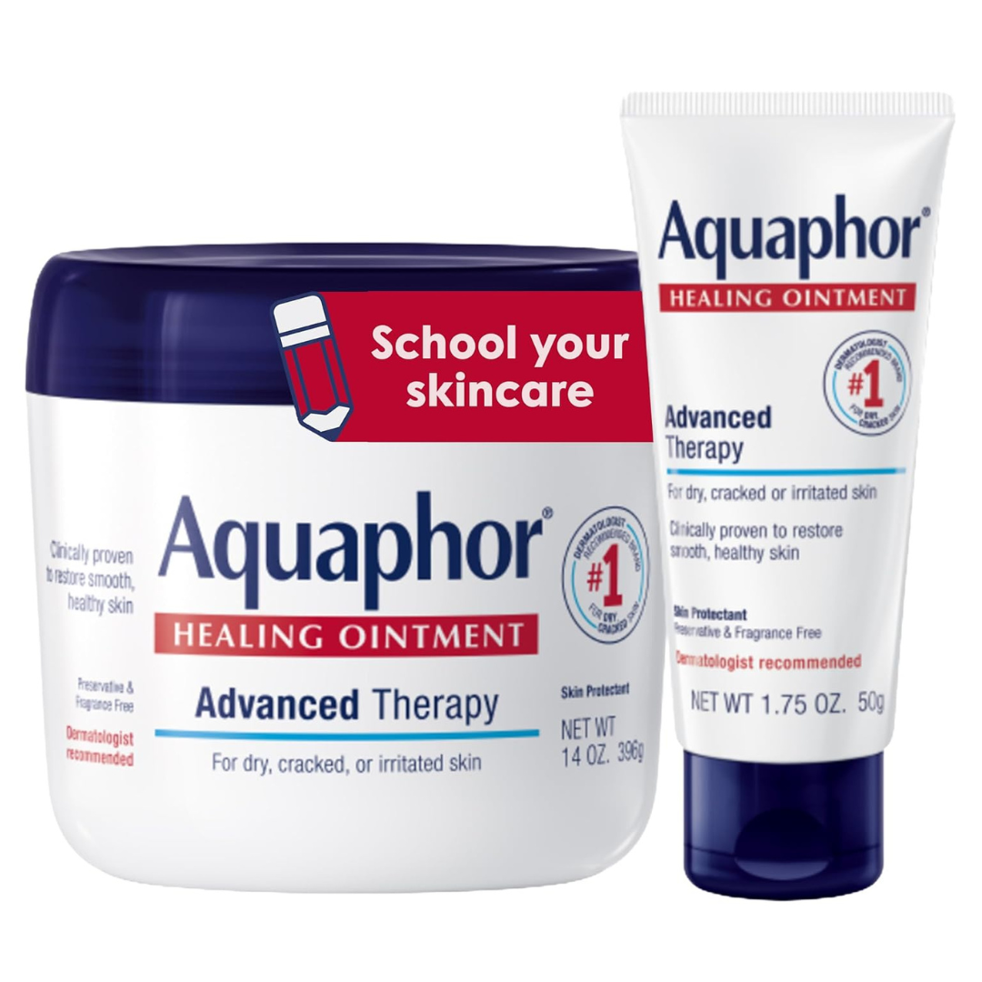 Aquaphor Healing Ointment Advanced Therapy Skin Protectant Skin Care Set (14 Oz Jar + 1.75 Oz Tube)