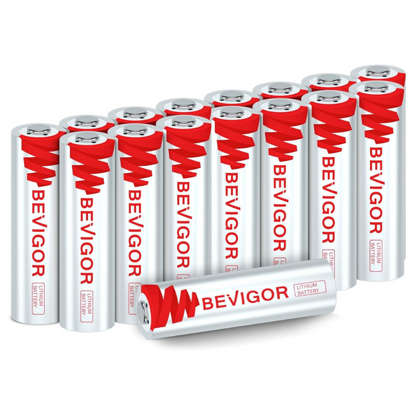 16-Pack Bevigor 1.5V 3000mAh AA Lithium Batteries