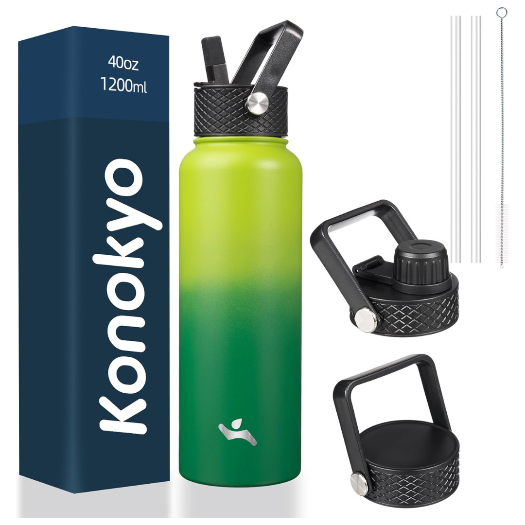 Konokyo 40oz Insulated Stainless Steel Sport Water Bottle