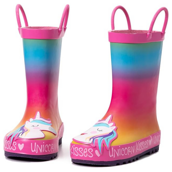 Kids Waterproof Printed Rubber boots With Handles