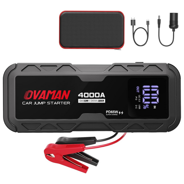 Portable 4000A Peak Car Battery Jump Starter