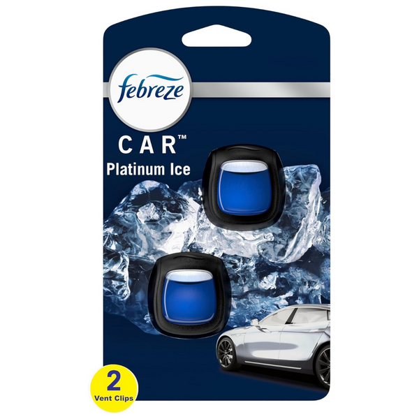 Febreze Car Air Freshener Vent Clips Platinum Ice Scent (2 Count)