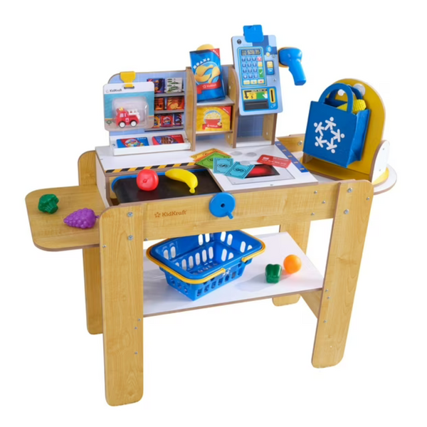 KidKraft Wooden Grocery Store Self-Checkout Center With 30 Accessories