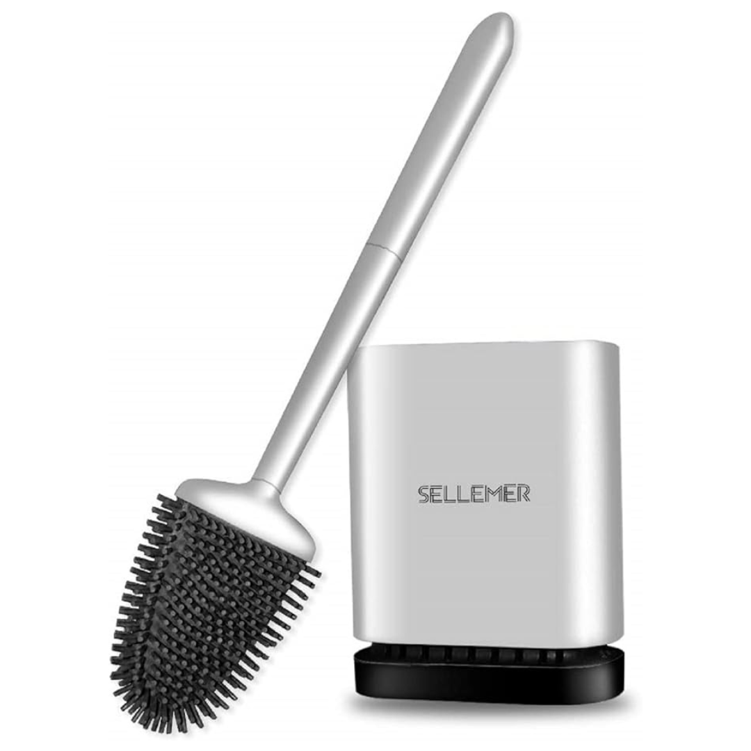 Toilet Brush & Holder Set With Silicone Bristles