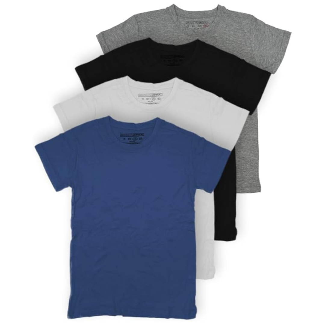 4-Pack Boys Short Sleeve Solid Color T-Shirts