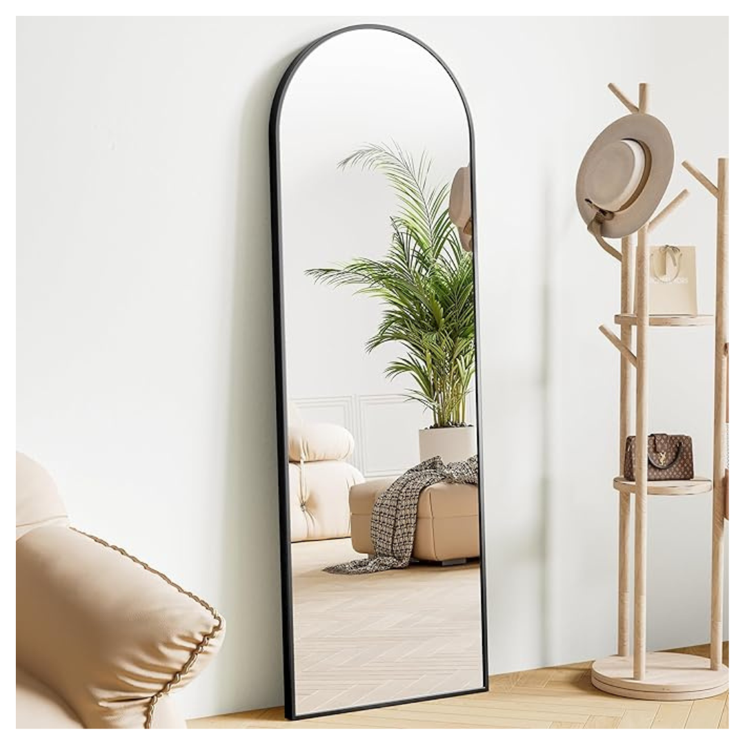 59" x 16" Arched Full Length Mirror With Aluminum Alloy Thin Frame