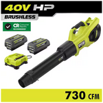 Ryobi 40V Brushless 190MPH 730CFM Leaf Blower W/ (2) 4Ah Batteries & Charger