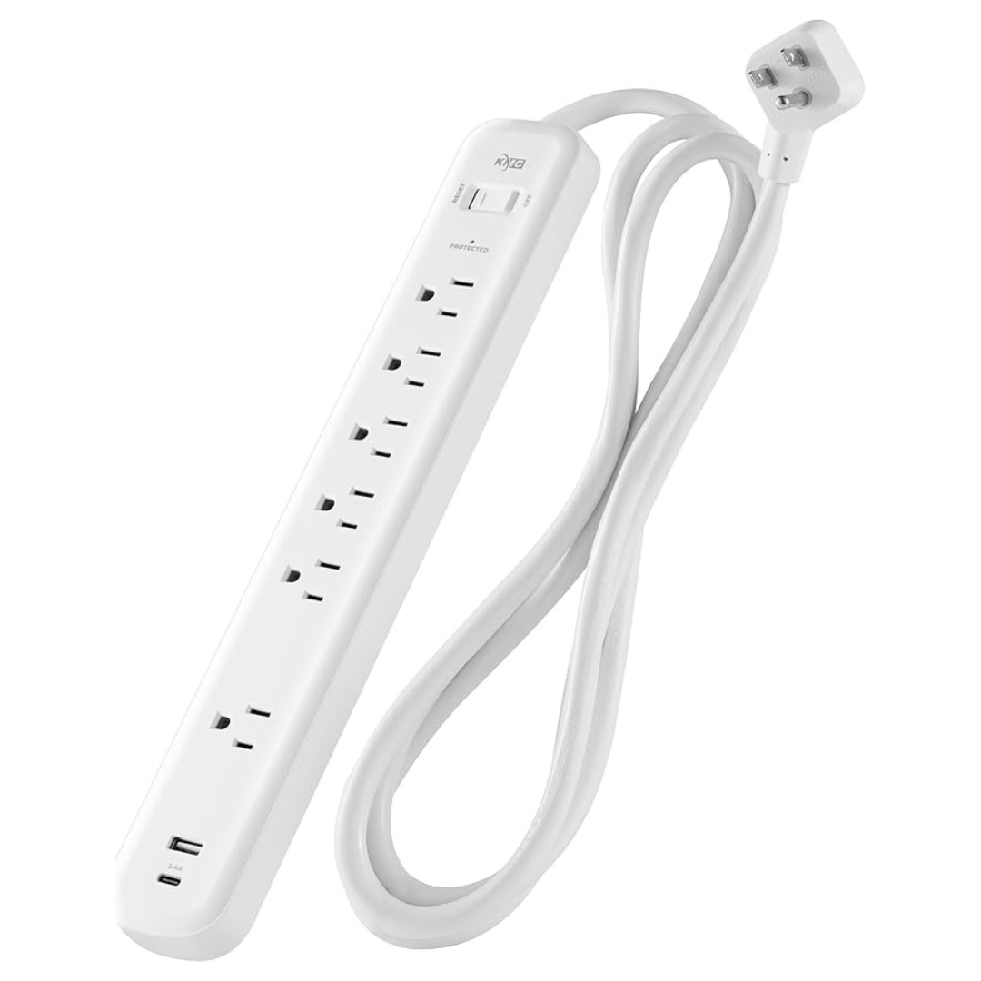 6-Outlet 1 USB-A & 1 USB-C Port Surge Protector Power Strip