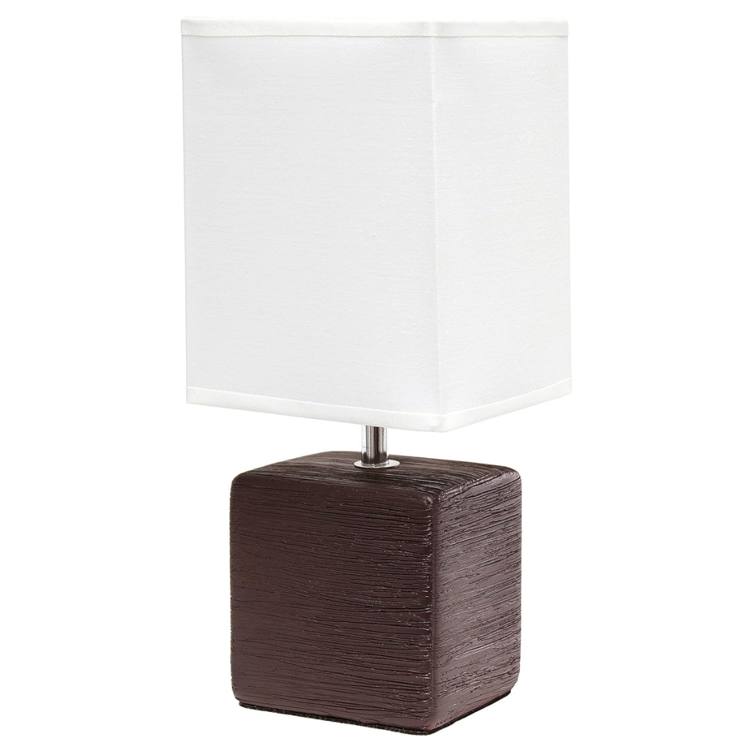 Simple Designs Petite Faux Stone Table Lamp With Fabric Shade