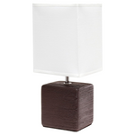 Simple Designs Petite Faux Stone Table Lamp With Fabric Shade
