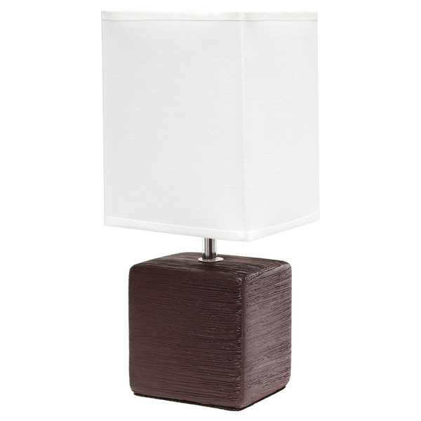 Simple Designs Petite Faux Stone Table Lamp With Fabric Shade
