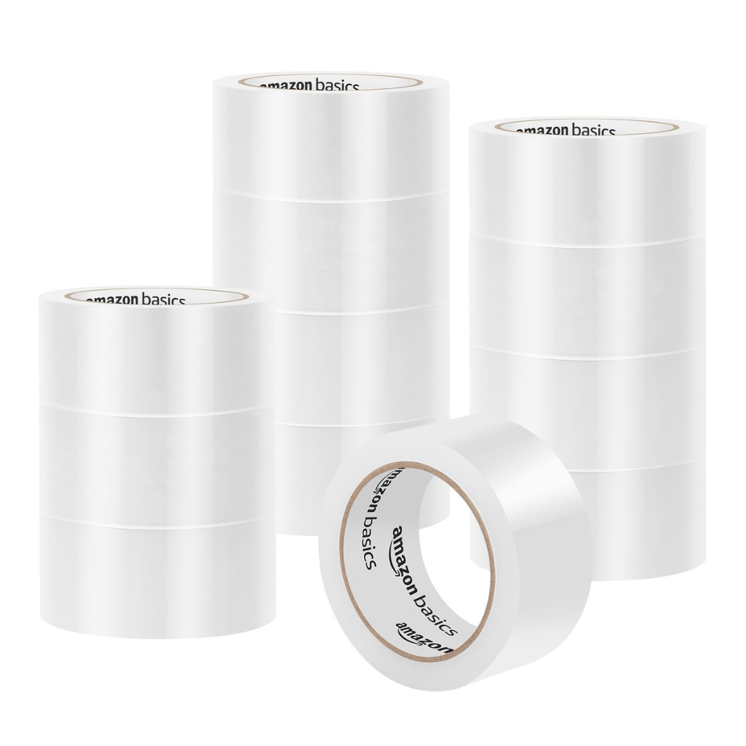 12 Rolls Of Amazon Basics Strong Plastic Adhesive Packaging Tape