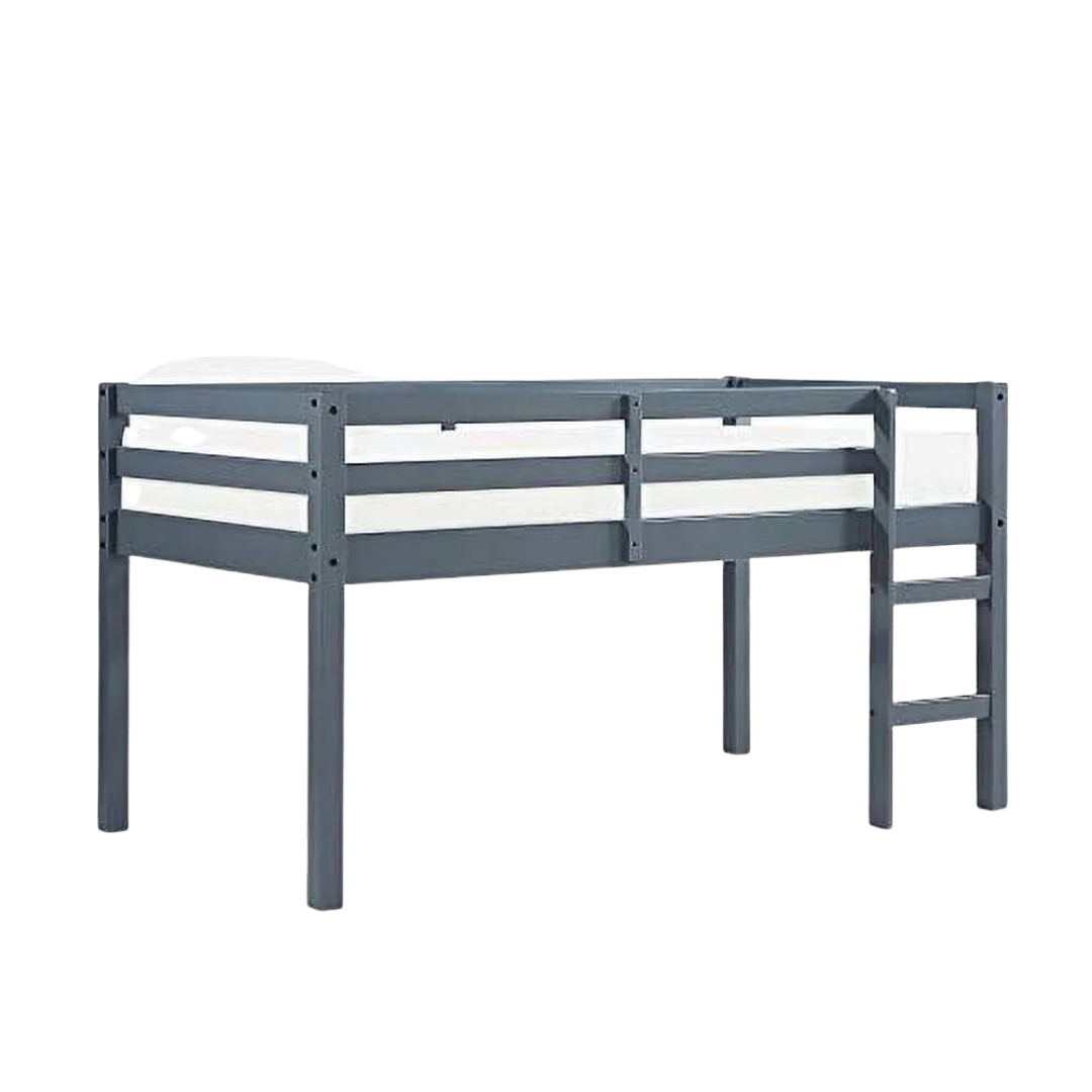 DHP Milton Twin Solid Pine Wood Loft Bed (Gray)