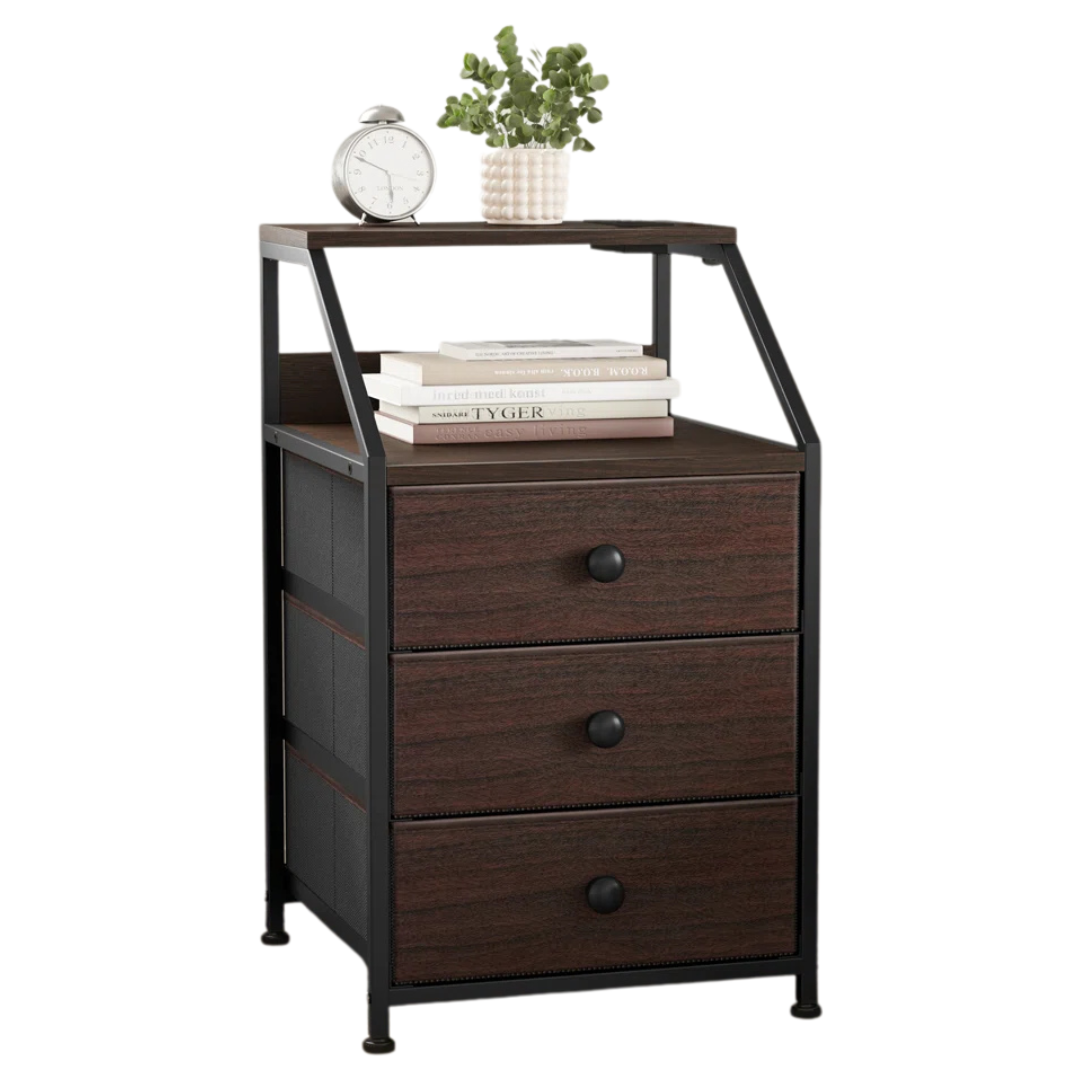 Ebern Designs Sereena Nightstand With 3 Drawers & 2 USB Ports