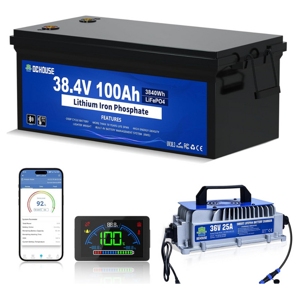 DC HOUSE 36V 100Ah Lithium Golf Cart Battery With Charger