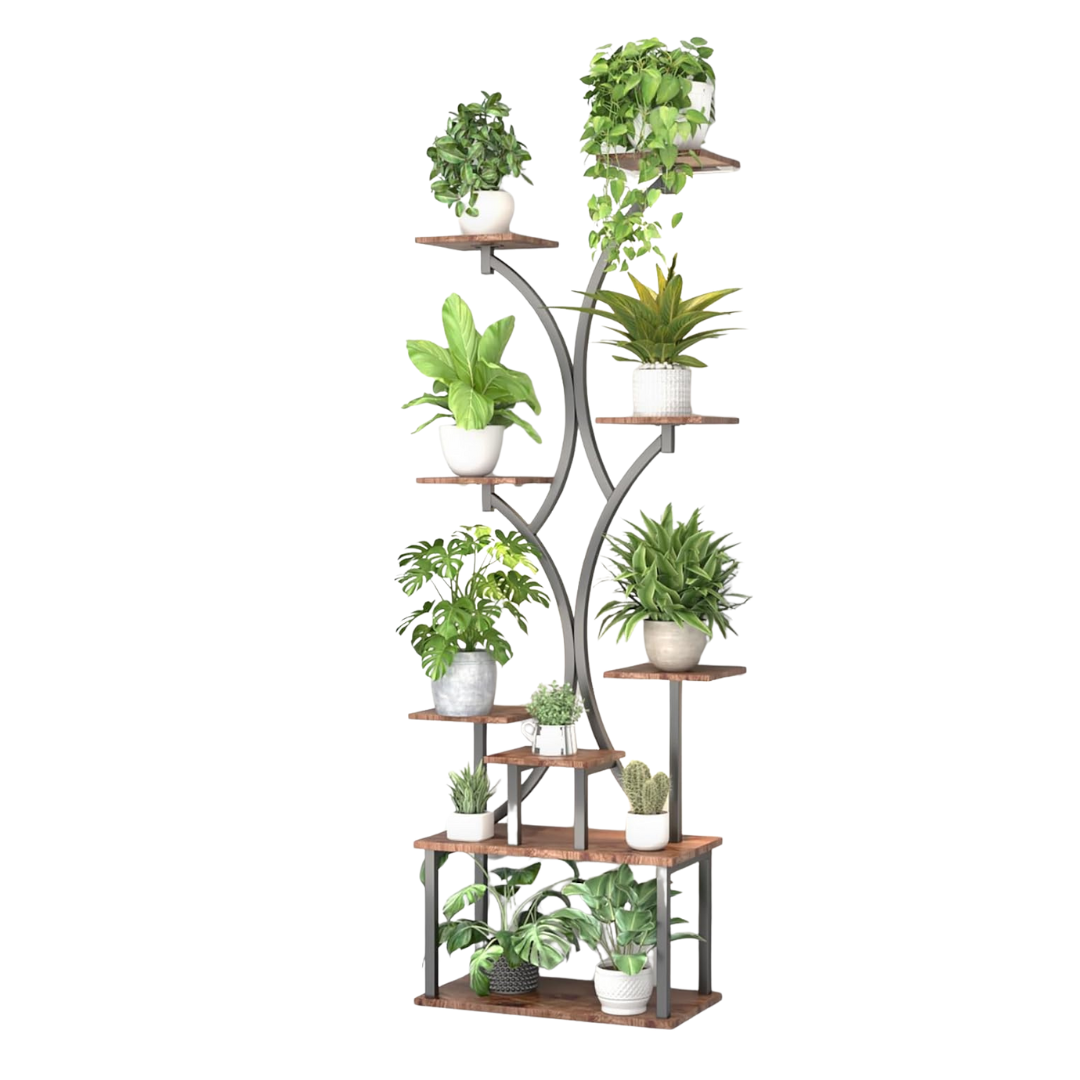 REFGY 65" 9 Tiered Metal Plant Stand Indoor With Grow Lights (2 Colors)