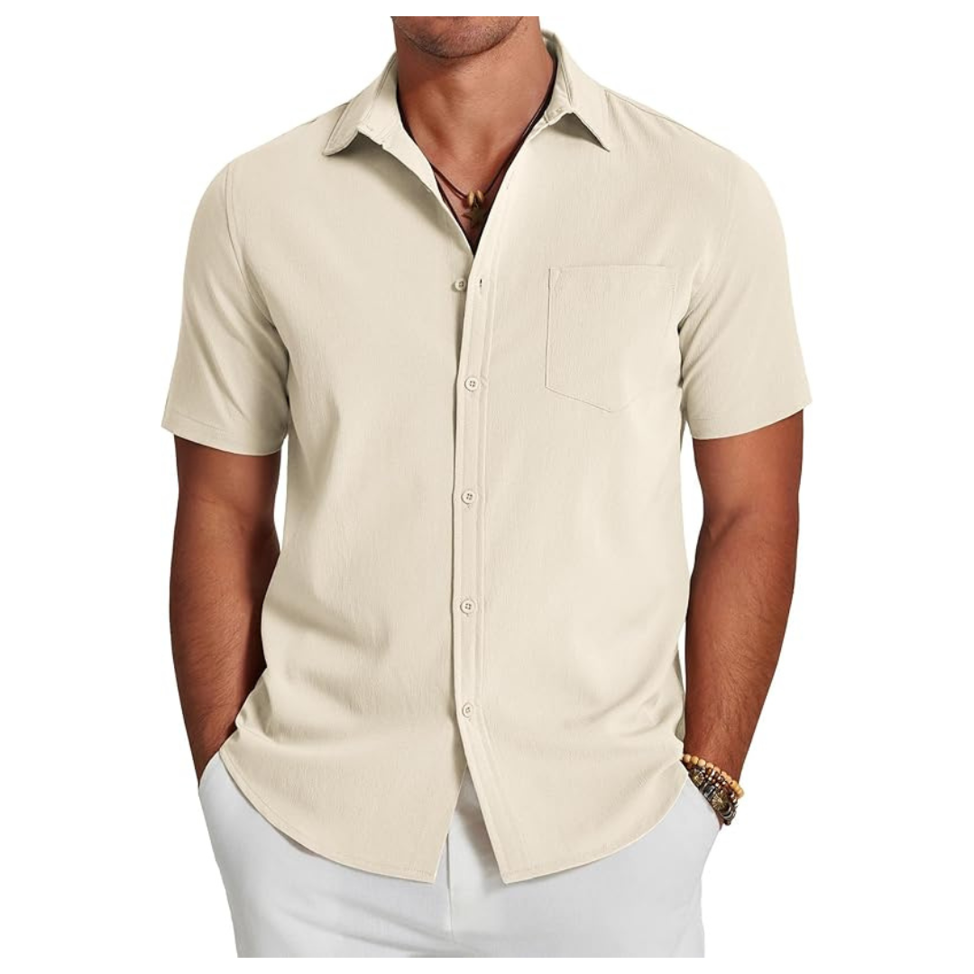 Men's Wrinkle-Free Stretch Lightweight Shirt Summer Beach Shirt
