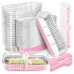 50-Pack Rectangular Aluminum Foil Mini Cake Pans