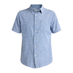 Free Assembly Mens Print Cotton Chambray Shirt With Short Sleeves