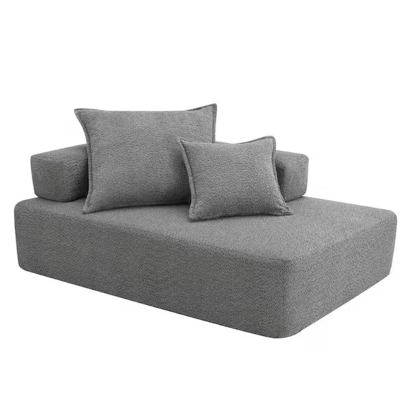 Qualler 56" Square Arm Boucle Fabric Square Compressed Sofa Couch
