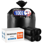100-Count Delxo 55-60 Gallon Black Trash Bags
