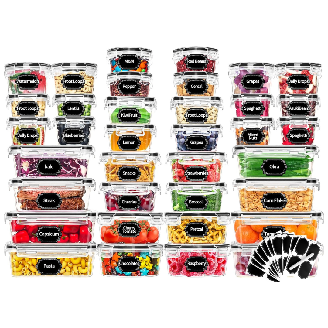 72 Pieces Food Storage Containers Set With Airtight Lids