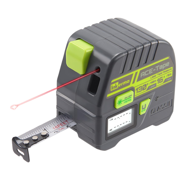 Inkerma 2-in-1 130' Digital Laser Tape Measure W/ 16' Self-Locking Tape