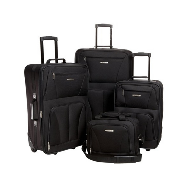 4-Piece Rockland Journey Softside Luggage Set (14"/19"/24"/28") (Blue Leopard)