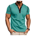 Men's Classic Button Cotton Short Sleeve Casual Henley Shirts