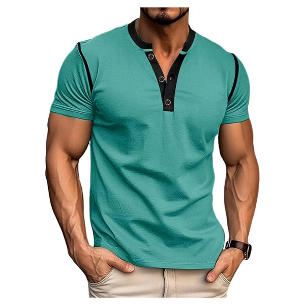 Men's Classic Button Cotton Short Sleeve Casual Henley Shirts