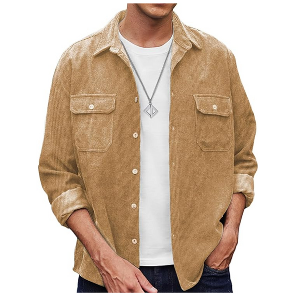 Men's Solid Stretch Shirt Jacket-XL