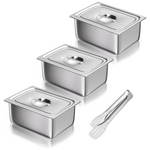 3-Pack Stainless Steel Steam Table Pans WYith Lids